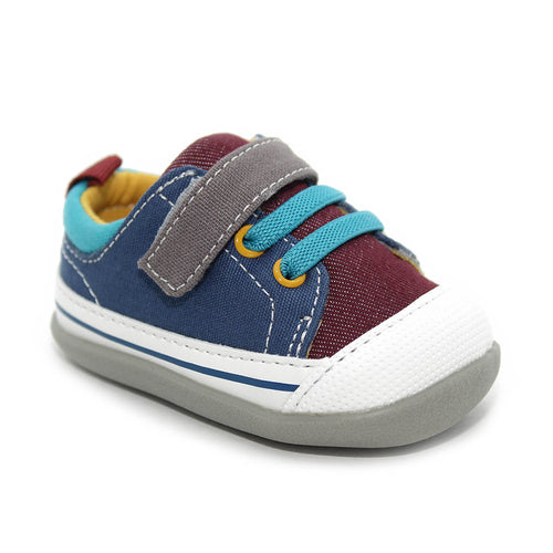 See Kai Run Stevie Sneakers Burgundy/Blue Infants Walkers Boys - Kids Shoes